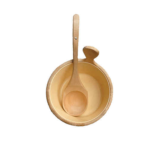 Wooden Bucket and ladle (13049)